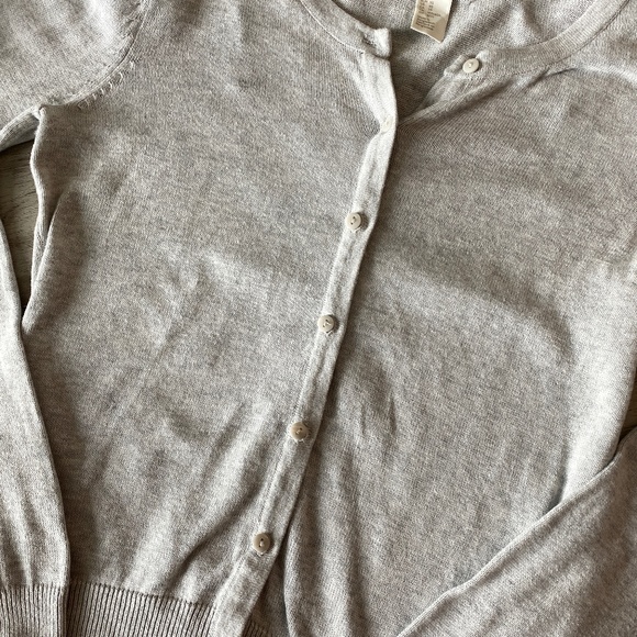 H&M Fine-knit Basic Cotton Cardigan Light Grey Marl Size XS - Picture 3 of 8